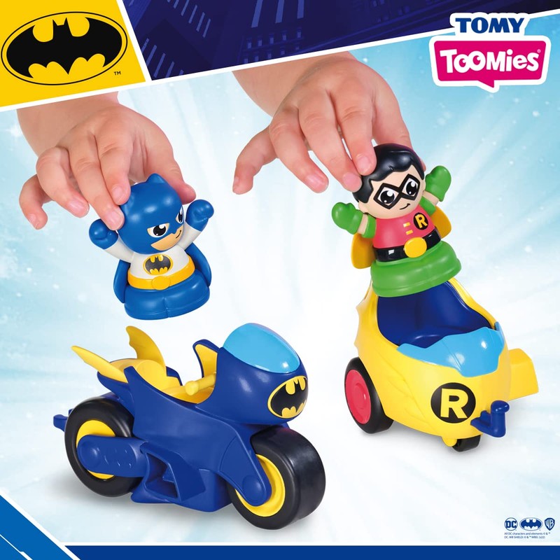 Toomies rocco giocattoli prima infanzia dc batcycle 2 in 1,
