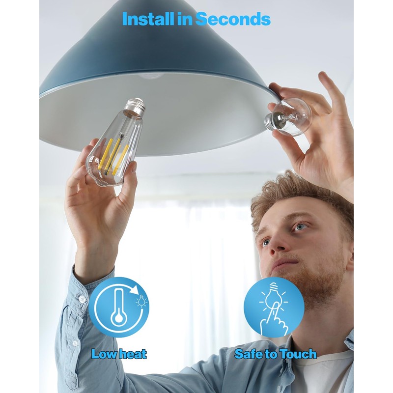 Sunco 12 Pack Vintage LED Edison Bulbs, 75W Equivalent 8.5W,