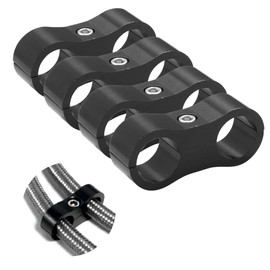CENPEK 4 Pack 6AN Hose Separator Clamp Fuel Line Aluminum Fitting Adapter - Black Mounting Clamps Suitable for All 3/8 Hoses