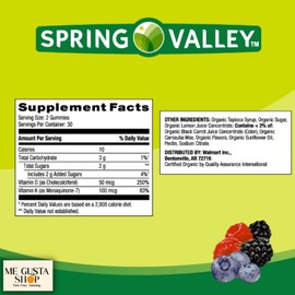 Spring Valley K2 + D3 Vegetarian Gummy Supplement, 60 Count (Pack of 01) + Me Gustas Sticker