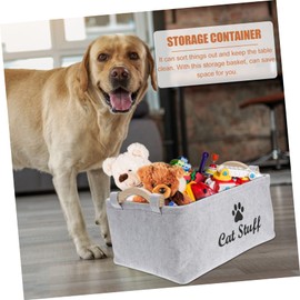 IWOWHERO Felt Storage Basket for Clothing and Sundries Portable Organizer Carry Handle for Pet Toys and Cosmetics Stylish Grey Felt Storage Bin for Use