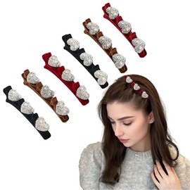 SXQLYH Double Layer Hair Clip, 3 Pairs of Braided Hair Clips, Velvet Hair Clip with 3 Clips, Women's Hair Clips with Crystal Stones, Elegant Hair Styling Clips, Rhinestone Hair Clip, Hair Clips (A)