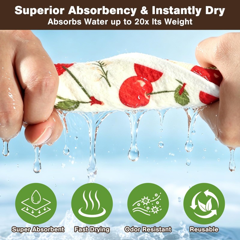 GIXSEGIE Swedish Dishcloths for Kitchen, 6 Pack Reusable Paper Towels,