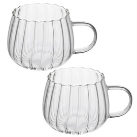 Gatuida 2pcs Transparent Glass Drinking Mugs Creative Coffee Cups for Breakfast Lightweight Easy to Clean for Home Restaurants and Parties