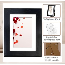Clay Roberts Photo Picture Frames 7 x 5, Black, Pack of 3, Freestanding and Wall Mountable, 13 x 18 cm, 7x5 Picture Frame Set, Black Frames, Photo Frame, 5x7 Photo Frame, 5x7 Picture Frames