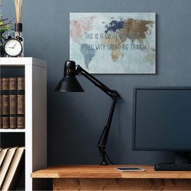 Stupell Industries This is a Big World Phrase Map of Continents, Design by Ziwei Li Canvas Wall Art, 24x30, Blue
