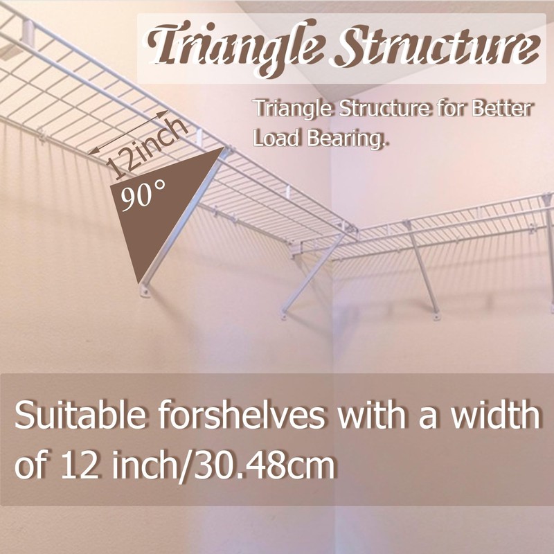 Ojeemii 6PCS 12 Inch Wire Shelf Brackets, Heavy Duty Wire