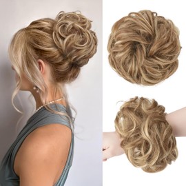 FESHFEN Messy Bun Hair Pieces - Large Wavy Curly Elastic Hair Bun Scrunchies Ponytail Extensions Synthetic Chignon Hairpieces for Women, 1.94oz
