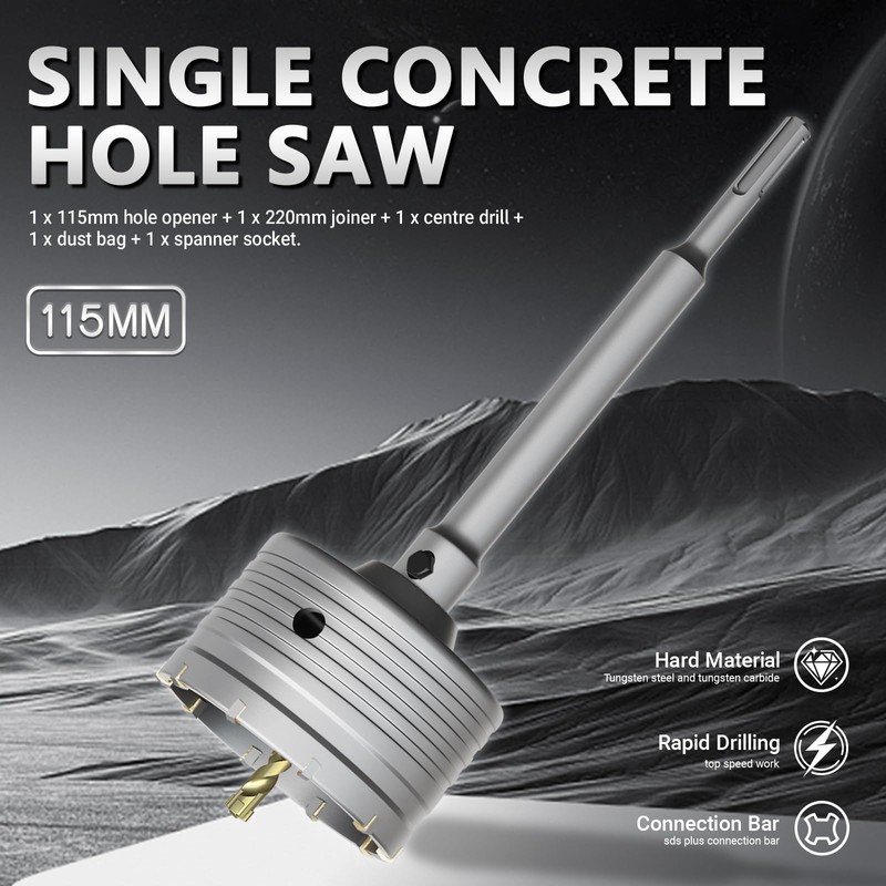 FROOOK 4-1/2" Concrete Hole Saw, Tungsten Steel Core Bit with