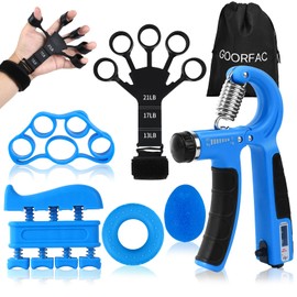 GOORFAC Hand Trainer Finger Trainer (6 Pieces) Grip Strength Training Grip Strengthener Adjustable Forearm Trainer Finger Trainer Hand Training Wrist Trainer Finger Training Device (Blue)