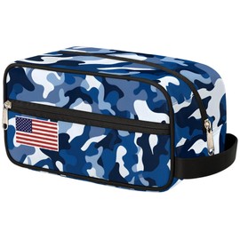 Tiaortas USA Camouflage Blue Travel Toiletry Bag for Men, Boys Kids Toiletry Bag Cosmetic Waterproof Small Easy-carry