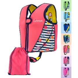 Limmys Premium Neoprene Life Jacket – Ideal Swimming Aid for Boys and Girls – Extra Drawstring Bag Included, European Brand, Various Sizes (Medium, Pink)