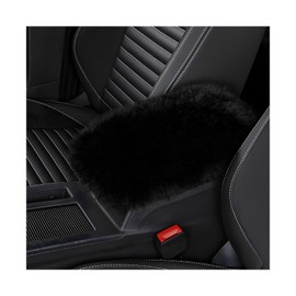KVAEY Center Console Cover, 11.81"×7.87" Automotive Fluffy Plush Center Armrest Protector, Universal Furry Comfortable Center Console Pad for Cars Trucks SUVs, Car Accessories (Black)