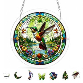 Acrylic Jigsaw Puzzle Suncatcher, 7in Hummingbird Sun Catchers for Windows