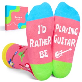 HAPPYPOP Guitar Gifts for Girls - Guitar Lovers Gifts for 7-9 Years Kids, Heavy Metal Music Socks for Guitarists