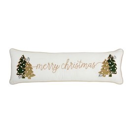 Mud Pie Velvet Applique Xmas Pillow, 11" x 35", White