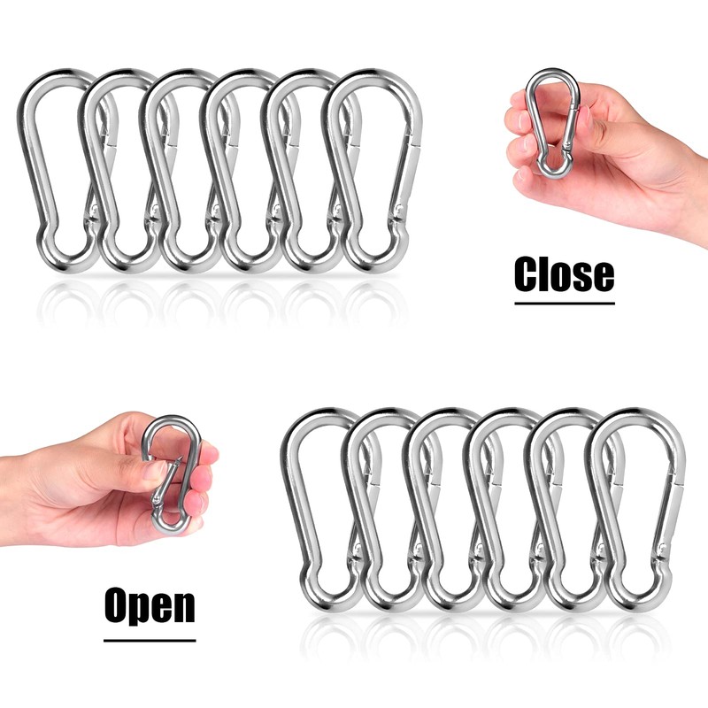 10 x Snap Hooks, LISOPO Carabiner Heavy Duty 304 Stainless