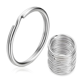 JUSTTOP 50PCS Key Rings, 1.25 inch 32mm Metal Keychain Rings Bulk, Double Loops Split Jump Ring for Crafts Key Pet Tags