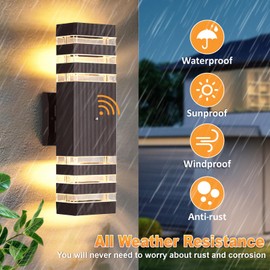 DASTOR 4 Pack Dusk to Dawn Outdoor Light Fixture, Modern Outdoor Wall Lights Brown Exterior Sconce Lighting Fixtures for House, 3000K Up and Down Outdoor Porch Lights Wall Sconce for Garage Patio