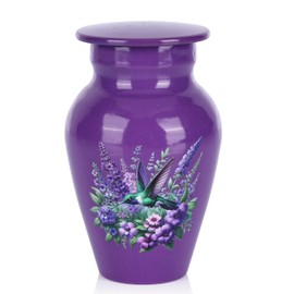Purple Hummingbird Urns for Human Ashes Adult Female and Male, Decorative Burial Urn, Funeral Cremation Urns for Women and Men Women's Keepsake Urn for Mom or Mother (Purple, Small)