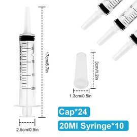 HXC Pack of 10 Syringes 20 ml, Disposable Syringes 20 ml Colostrum Syringe without Needles with Lid Dosing Syringe Syringe for Laboratory Dispensing Animal Feeding Plant Watering