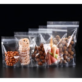 Rimiko 100 Pcs Clear Ziplock Bags, Resealable Self-standing Plastic bags, Reusable Zipper Stand-up pouches for Food Storage, Snack, Candy Coffee Beans Shop Packaging (5.5"x 7.9")