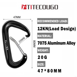 12KN Aluminium Horse Carabiner Clip Big Size Carabiners for Clips Backpacking Weights Heavy Duty Large Hammock Accessories Key Chain Dog Leash Keyring Gated Harness Wiregate Utility Black 4 Pack