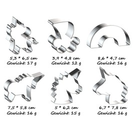 MASOP Set of 6 Unicorn Cookie Cutters, Gift for Children, Rainbow Decorative Cookie Cutter, Stainless Steel