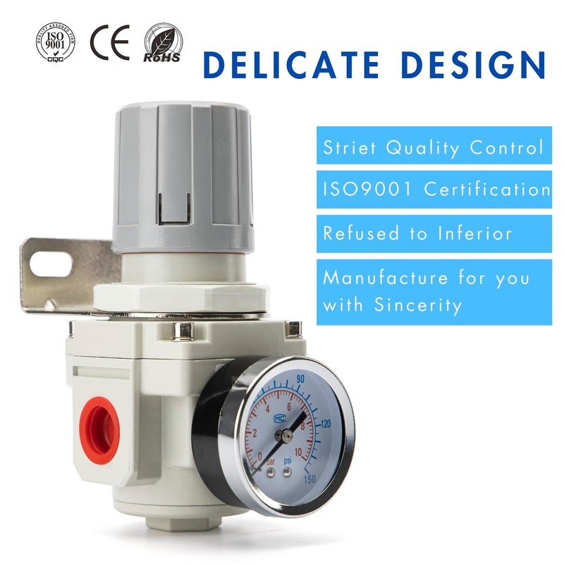 EBEIZZI 1/2" NPT Air Pressure Regulator | Air Regulator for