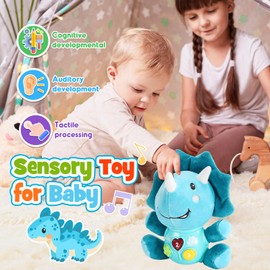 Toyzey Musical Baby Toys 6 9 12 Months, Dinosaur Toys for Boys Gifts Age 1 2 3 Tummy Time Soft Toys Baby Boys Gifts 6-12 Months Montessori Toys for 1 Year Old Boys Baby Toys 6-12 Months