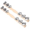 2Pcs Children Percussion Musical Toy Wooden Hand Bell Rattle Shaker