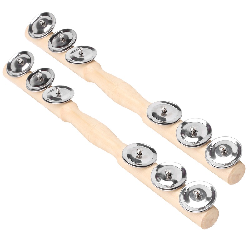 2Pcs Children Percussion Musical Toy Wooden Hand Bell Rattle Shaker