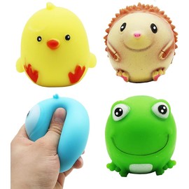 Dungsko 4 Pack Stress Balls, Animal Shaped Squishy Stress Relief Toys,Fidget Sensory Squeeze Toys for Children with Autistic ADHD Anxiety,Fun Birthday Party Favors Gifts,Stocking Stuffers