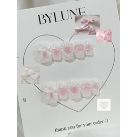 Mongle Cheek Handmade Nail Tips Nail Tips - Medium Coffin / 몽글치크 수제네일팁 네일팁 - 미디엄코핀