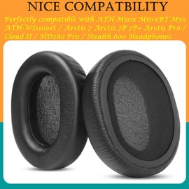 TaiZiChangQin Ear Pads Cushions Compatible with ATH-M50x M50xBT M50 ATH-WS1100iS / Arctis 7 Arctis 7P Arctis 7P+ Arctis Pro / HD280 Pro/Stealth 600 Headphone Protein Leather Earpads