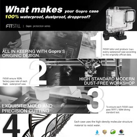 FitStill 45m/148ft Waterproof Underwater Case with Dive Filter for Go Pro Hero 4K, Floating Monopod Grip for Hero4K 2024 Action Camera Accessory Kit