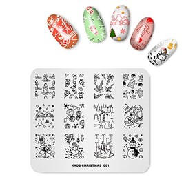 Rolabling Christmas Nail Stamping Plates New Year Christmas Santa Snowman Snowflake Christmas Tree Manicure Print Image Template
