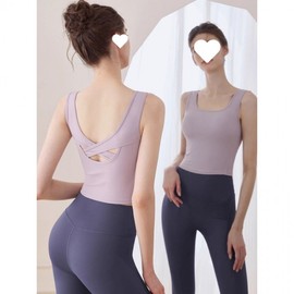 Women's Yoga Suit 2025 New Vest Training Set with Chest Pads - Beautiful Spring Summer Top L Recommended 55.00 Kg-62.50 Kg / Fengxin Purple Vest 5ea