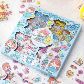 Diary Stickers, Cute, 100 Pieces, Gift Box Included, Notebook, Collage Material, Stickers, Diary Stickers, DIY Handbook Stickers, Diary, Calendar, Household Book, Exquisite Gift Box Included, Collage