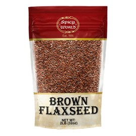 Spicy World Brown Flaxseed 2 LB Bag - Non-GMO, Whole, High in Fiber & Omega-3, Keto Friendly Baking, 32oz