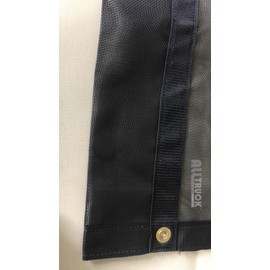 ATP Black Mesh Dump Truck Dump Trailer Tarp Reinforced 6” pocket Double Stitched 2” Webbing Brass Grommets every 24” fits manual & electric systems