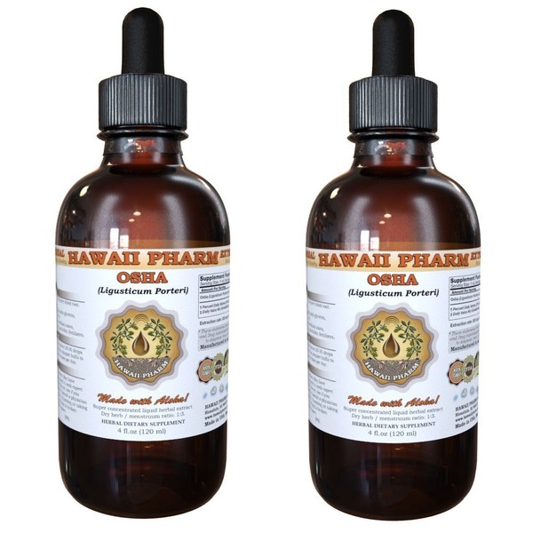 HawaiiPharm OSHA (Ligusticum porteri) Liquid Extract, Tincture, Herbal Supplement, Made in USA, 2x4 fl.oz