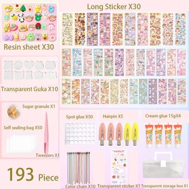 193 PS Cream Gum Guka Set and Transparent Storage Box, Stickers Suitable for Fun DIY Crafts for Children of All Ages (X5601)
