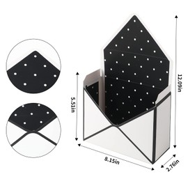 LOMIMOS 5PCS Florist Bouquet Envelope Box,Folding Flower Packaging Wrapping Storage Gift Paper Box for Mother's Day Wedding Engagement Birthday Graduation Valentine Party(Black/White)