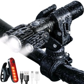 SANTSHINE Luz Recargable para Bicicleta, LáMpara USB con 3 Bombillas, Impermeable Luz Delantera Y Trasera, Accesorios para Bicicleta para Ciclismo Y Camping