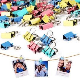 Pack of 150 Foldback Clips Mini Clips 15 mm Metal Paper Clips Coloured Clip Decorative Clips Small Binder Clips for Wall Decoration Photo Wall Fishing Net Decoration Photo Frame Letters Notes Office