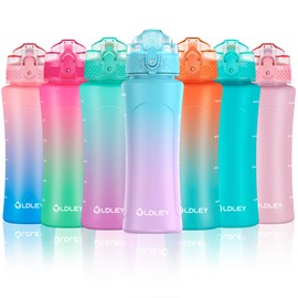 OLDLEY 450ml/15oz Kids Water Bottle with Straw Childrens Boys Girls Toddler Reusable Drink Bottles with Times Markings for School Home Camping Outdoor Sports BPA Free Leakproof Durable