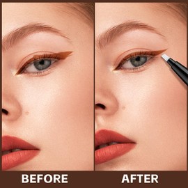 GEUUFEA Makeup Remover Pen, 3-in-1 Waterproof Brown Liquid Eyeliner, Quick Fix Cleanser Eraser Pen, Liquid Eyeliner Eraser for Instant Correction, Travel Size Makeup Corrector Stick