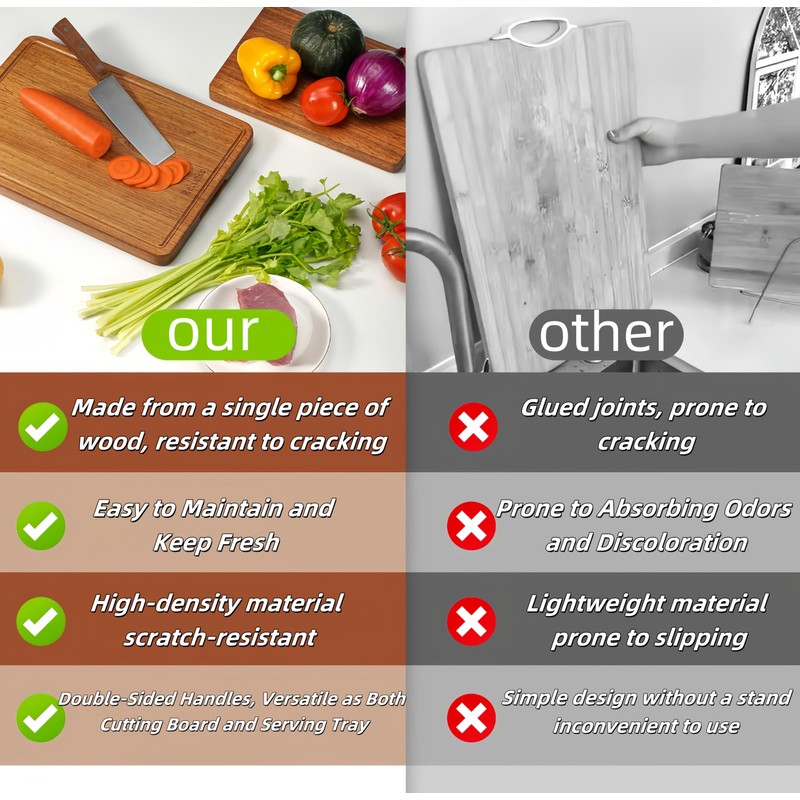Relxinke Solid Teak Wood Cutting Board One Piece Non Glued
