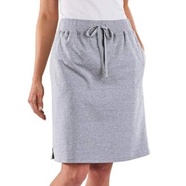 AmeriMark Women's Stretch Knit Skort Cotton Skort w/Pocket & Drawstring Waist Heather Gray XLP